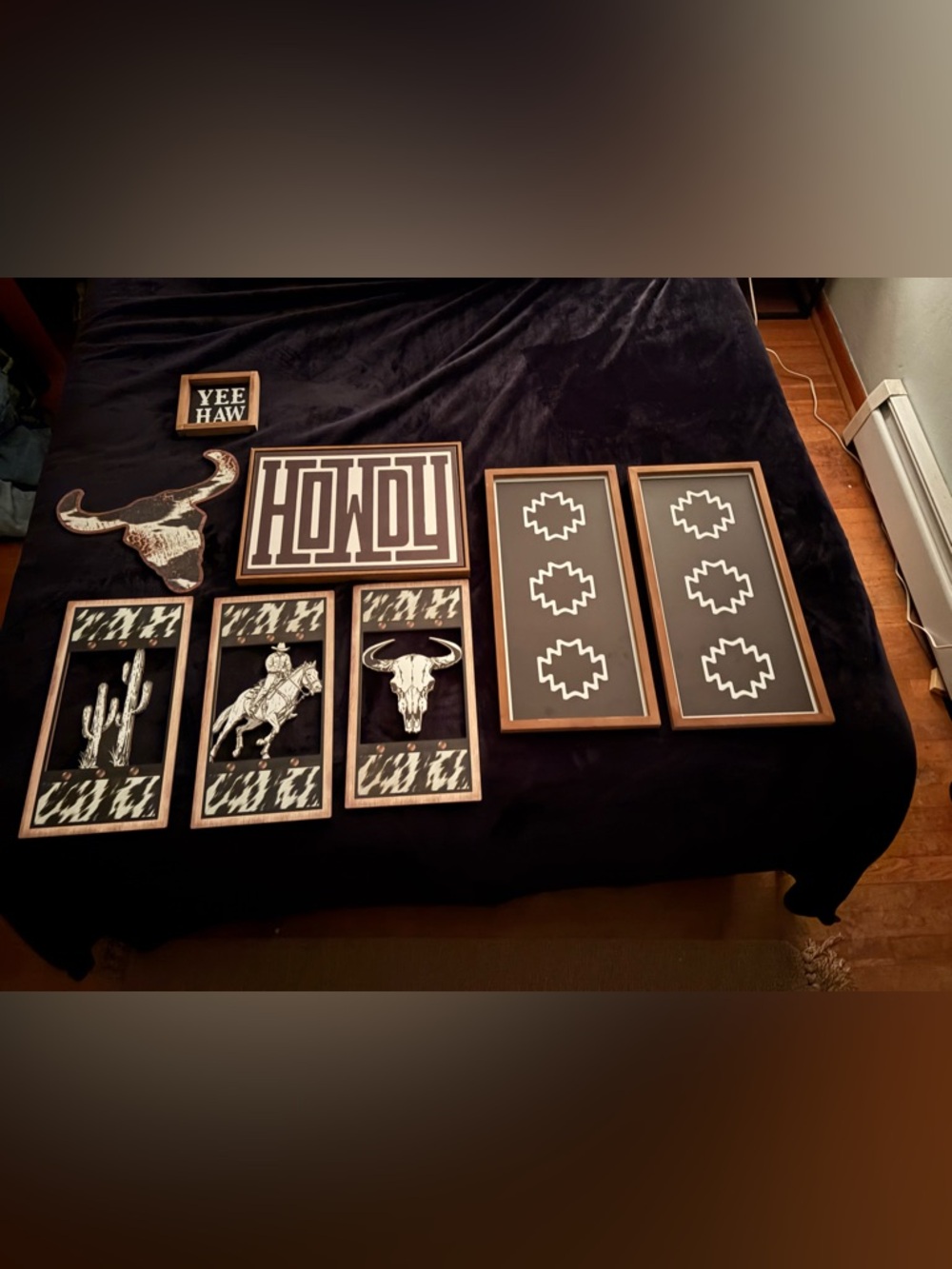 Western Wall Art Set - Black, White, Brown